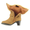 Kids Mid Calf Boots Suede Fur Cuff Ankle Wrap Buckle Tan