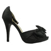 Womens Dress Sandals Satin Peep Toe Ribbon Bow High Heel Shoes Black
