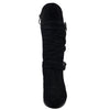 Kids Mid Calf Boots High Heel Double Buckle Side Zipper Closure black