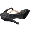 Womens Dress Sandals Rhinestone Studded Glitter High Heel Shoes black