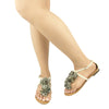 Womens Flat Sandals Gladiator Thong Leopard Print Ankle Strap Beige