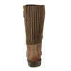 Womens Mid Calf Boots Fold Over Zipper Accent Knitted Boots Brown