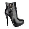 Womens Ankle Boots Strappy Buckle and Zipper Acce Sexy High Heels Black