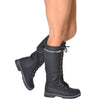 Womens Knee High Boots Lace Up Combat Zipper Closure Shoes Black