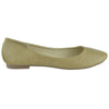 Womens Ballet Flats Pu Leather Basic Slip On Comfort Shoes Taupe