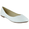 Womens Ballet Flats Pu Leather Basic Slip On Comfort Shoes White