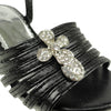 Kids Dress Sandals Strappy Rhinestones Cross Embellishment black