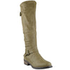Womens Knee High Boots Back Zip Up Side Studded Casual Dress Shoes Taupe
