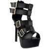 Womens Dress Sandals Strappy Buckle Accents Platform Shoes black