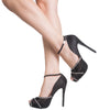 Womens Dress Sandals Mesh Lace Peep Toe High Heel Dress Shoes black
