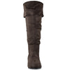 Womens Knee High Boots Fold Over Cuff Flat Comfort Shoes Brown