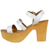 Womens Platform Sandals Lightweight Buckle Accent Chunky Heel Shoes White