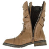 Womens Mid Calf Boots Cross Strap Buckles Combat Casual Comfort Shoes Light Brown