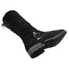 Womens Mid Calf Boots Suede Ankle Buckle Lace Up Back black