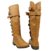 Womens Knee High Boots Side Rounded Studs Buckle Casual Comfort Shoes Light Brown