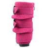 Kids Mid Calf Boots Ruched Knitted Buckle Straps Pink