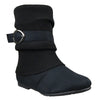 Womens Mid Calf Boots Single Buckle Ruched Zip Up Comfort Shoes black