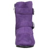 Kids Ankle Boots Suede Double Buckle Side Zipper Closure Purple