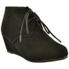Kids Ankle Boots Faux Suede Low Heel Casual Wedges black