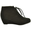 Kids Ankle Boots Faux Suede Low Heel Casual Wedges black