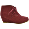 Kids Ankle Boots Faux Suede Low Heel Casual Wedges Burgundy