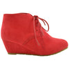 Kids Ankle Boots Faux Suede Low Heel Casual Wedges WINE