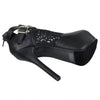 Womens Ankle Boots Peep toe Lace Mesh Cutout Platform Booties black