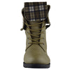 Kids Mid Calf Boots Fold Over Comfort Lace Up Combat Boots Taupe