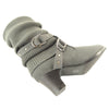 Kids Mid Calf Boots Knitted Pull Over Ankle Wrap Stud Buckle Gray