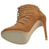 Womens Dress Shoes Cutout Ankle Booties Crisscrossed Lace Tan