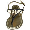 Womens Flat Sandals T-Strap Metal Accent Slingback Thong Sandal Black