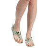 Womens Flat Sandals T-Strap Metal Accent Slingback Thong Sandal Mint
