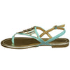 Womens Flat Sandals T-Strap Metal Accent Slingback Thong Sandal Mint