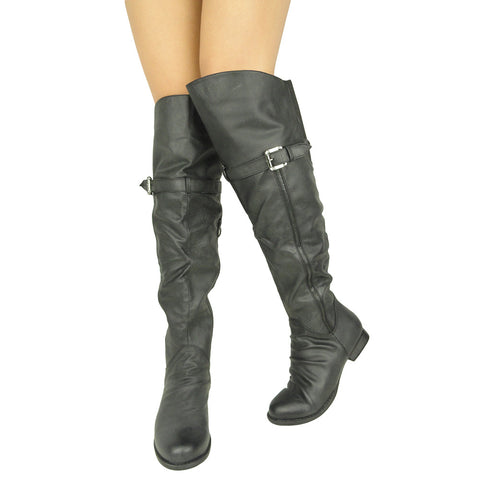 Womens Riding Over the Knee Boots Black