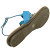 Womens Platform Sandals Gemstones T-Strap Lace Ribbon Ankle Strap Blue