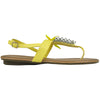 Womens Platform Sandals Gemstones T-Strap Lace Ribbon Ankle Strap Yellow