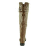 Womens Over the Knee Boots w/ Buckle Straps Tan