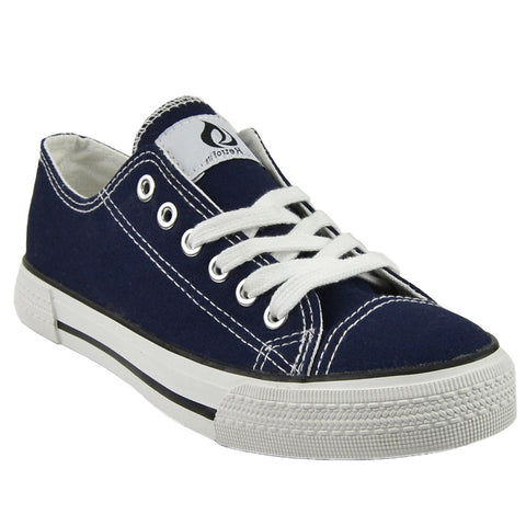 Womens Closed Toe Shoes Canvas Lace Up Casual Comfort Shoes Navy