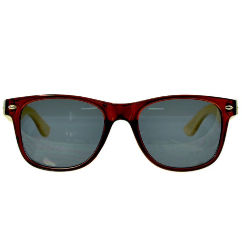 Unisex Classic Bamboo Wood Temples UV protection Wayfarer Sunglasses Brown
