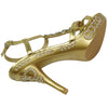 Womens Dress Sandals Angel Wing Rhinestones T Strap High Heel Shoes GOLD