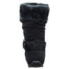 Kids Mid Calf Boots Fur Cuff and Studded Strap Casual Comfort Shoes black