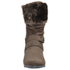 Kids Mid Calf Boots Fur Cuff and Studded Strap Casual Comfort Shoes Brown
