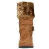 Kids Mid Calf Boots Fur Cuff Heart Buckle Accent Casual Comfort Shoes Tan