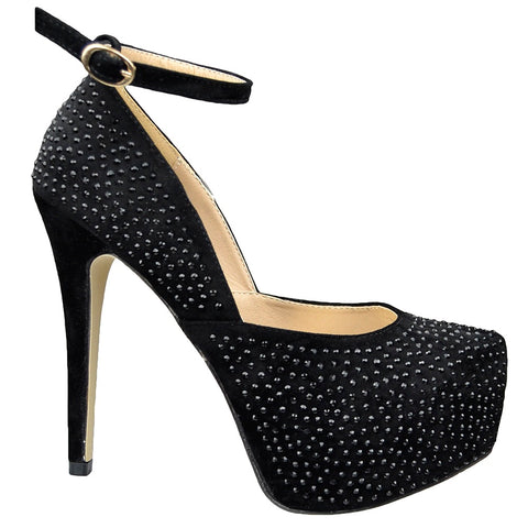 Womens Platform Shoes Sexy Glitter Scoop Vamp High Heel Dress Shoes black