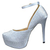 Womens Platform Shoes Sexy Glitter Scoop Vamp High Heel Dress Shoes Silver