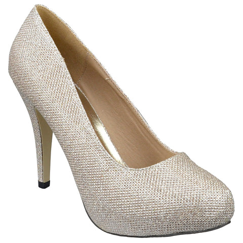 Womens Platform Shoes Glitter High Heel Sexy Stilletto Pumps Gold