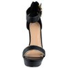 Womens Platform Sandals Two Tone Single Strap High Heel Dress Shoes black