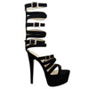 Womens Platform Sandals Gladiator Strappy Buckle High Heel Shoes black