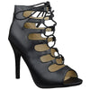 Womens Ankle Boots Lace Up Cut Out Sexy High Heels Black