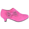 Kids Ankle Boots Suede High Heel Side Bow Dress Shoes Pink